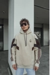REAL Şeritli Unisex Şardonlu Sweatshirt Bej