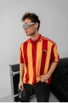 Şeritli Taraftar Unisex Polo Yaka Tshirt Sarı-Kırmızı