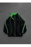 Şeritli Unisex Oversize Hırka Siyah