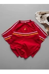 Şeritli Unisex Taraftar Tshirt Kırmızı