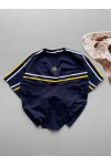 Şeritli Unisex Taraftar Tshirt Lacivert