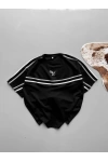 Şeritli Unisex Taraftar Tshirt Siyah