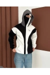 Taraftar Kar Maske Unisex Hırka Siyah-Beyaz