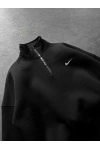 Yaka Detay Sweatshirt Siyah