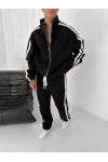 Yan Şerit Oversize Eşofman Takımı Siyah