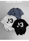 33 Baskı Oversize Unisex T-Shirt Antrasit
