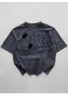 33 Baskı Oversize Unisex T-Shirt Antrasit