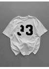 33 Baskı Oversize Unisex T-Shirt Beyaz