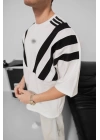 AD Logo Detay Oversize Unisex Tshirt Beyaz
