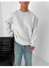 Basic Oversize Unisex Sweatshirt Gri