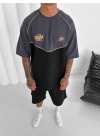 Baskılı Oversize Unisex Şortlu Takım Siyah
