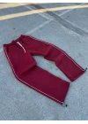 Biyeli Paça Stoper Şardonlu Eşofman Bordo