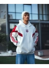 BM Kapüşonlu Şardonlu Unisex Sweatshirt Beyaz