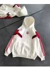 BM Kapüşonlu Şardonlu Unisex Sweatshirt Beyaz