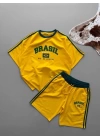 Brasil Oversize Unisex Şortlu Takım Sarı