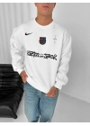 Cactus Oversize Unisex Sweatshirt Beyaz
