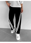 Çapraz Şerit Şardonlu Unisex Eşofman Siyah