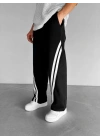 Çapraz Şerit Şardonlu Unisex Eşofman Siyah