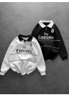 Çizgi Detay Emirates Unisex Sweatshirt Beyaz