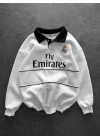 Çizgi Detay Emirates Unisex Sweatshirt Beyaz