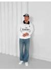 Çizgi Detay Emirates Unisex Sweatshirt Beyaz