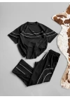 Çizgi Şerit Nk Unisex Eşofman Takımı Siyah