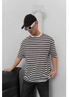 Çizgili Oversize Unisex Tshirt