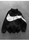 Dik Yaka Unisex Oversize Hırka Siyah