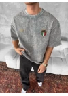 İtalya Yıkamalı Oversize Tshirt Gri