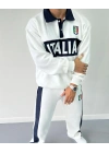 İTL Şardonlu Unisex Eşofman Takım Beyaz
