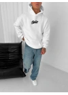 Kapüşonlu SWD Unisex Sweatshirt Beyaz