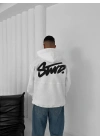 Kapüşonlu SWD Unisex Sweatshirt Beyaz