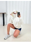 Kar Maske Unisex Oversize Hırka Beyaz