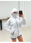 Kar Maske Unisex Oversize Hırka Gri
