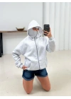 Kar Maske Unisex Oversize Hırka Gri