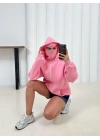 Kar Maske Unisex Oversize Hırka Pembe