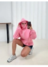 Kar Maske Unisex Oversize Hırka Pembe