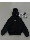 Kar Maskeli Kapüşonlu Unisex Sweatshirt Siyah