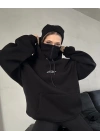 Kar Maskeli Kapüşonlu Unisex Sweatshirt Siyah