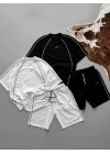 Logo Detay Oversize Unisex Takım Beyaz