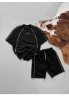Logo Detay Oversize Unisex Takım Siyah