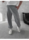 Logolu Basic Unisex Eşofman Gri