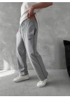 Logolu Basic Unisex Eşofman Gri