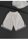 Logolu Basic Unisex Şort Beyaz