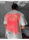 Monarch Unisex Oversize T-Shirt Beyaz-Pembe