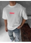 Monarch Unisex Oversize T-Shirt Beyaz-Pembe