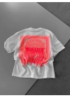 Monarch Unisex Oversize T-Shirt Beyaz-Pembe