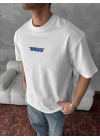 Monarch Unisex Oversize T-Shirt Beyaz-Mavi