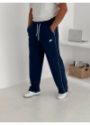 Nakışlı Şardonlu Unisex Baggy Eşofman Lacivert