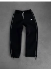 Nakışlı Şardonlu Unisex Baggy Eşofman Siyah